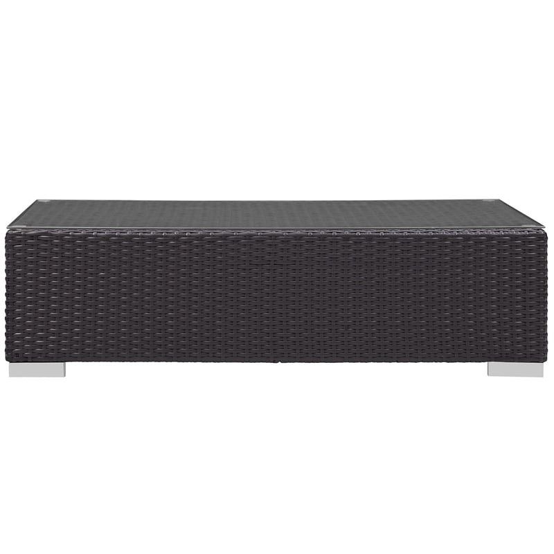 Modway Convene Aluminum and Rattan Patio Coffee Table in Espresso