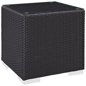 Modway Convene Aluminum and Rattan Patio Side Table in Espresso