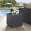 Modway Convene Aluminum and Rattan Patio Side Table in Espresso