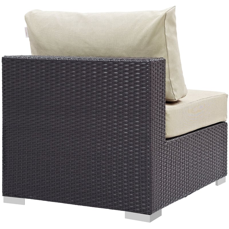 Modway Convene Aluminum and Rattan Patio Armless Chair in Espresso/Beige