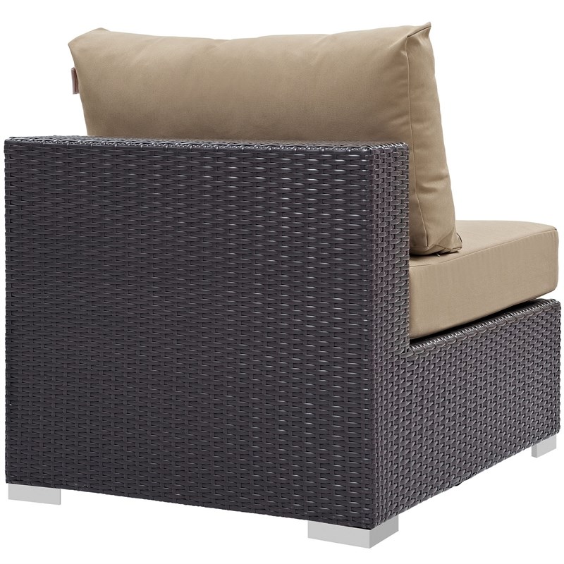 Modway Convene Aluminum and Rattan Patio Armless Chair in Espresso/Mocha