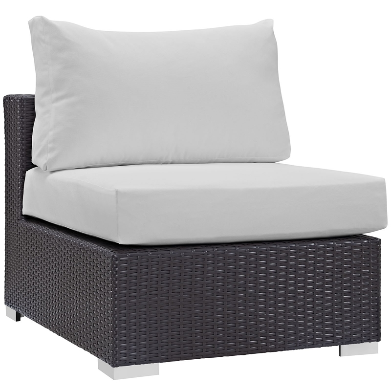 Modway Convene Aluminum and Rattan Patio Armless Chair in Espresso/White