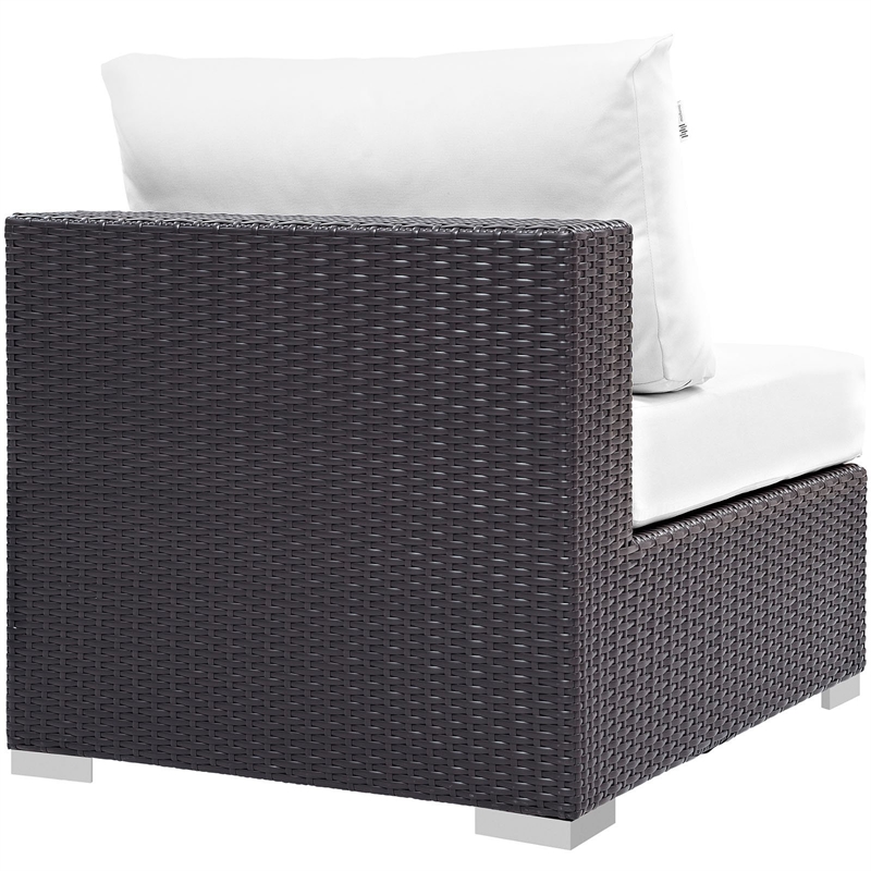 Modway Convene Aluminum and Rattan Patio Armless Chair in Espresso/White