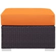 Modway Convene Square Fabric and Rattan Patio Ottoman in Espresso/Orange