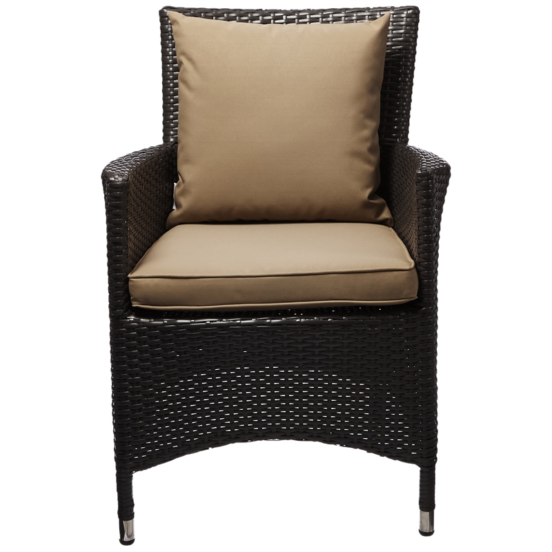 Modway Convene Aluminum and Rattan Patio Dining Armchair in Espresso/Mocha