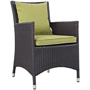 Modway Convene Aluminum and Rattan Patio Dining Armchair in Espresso/Peridot