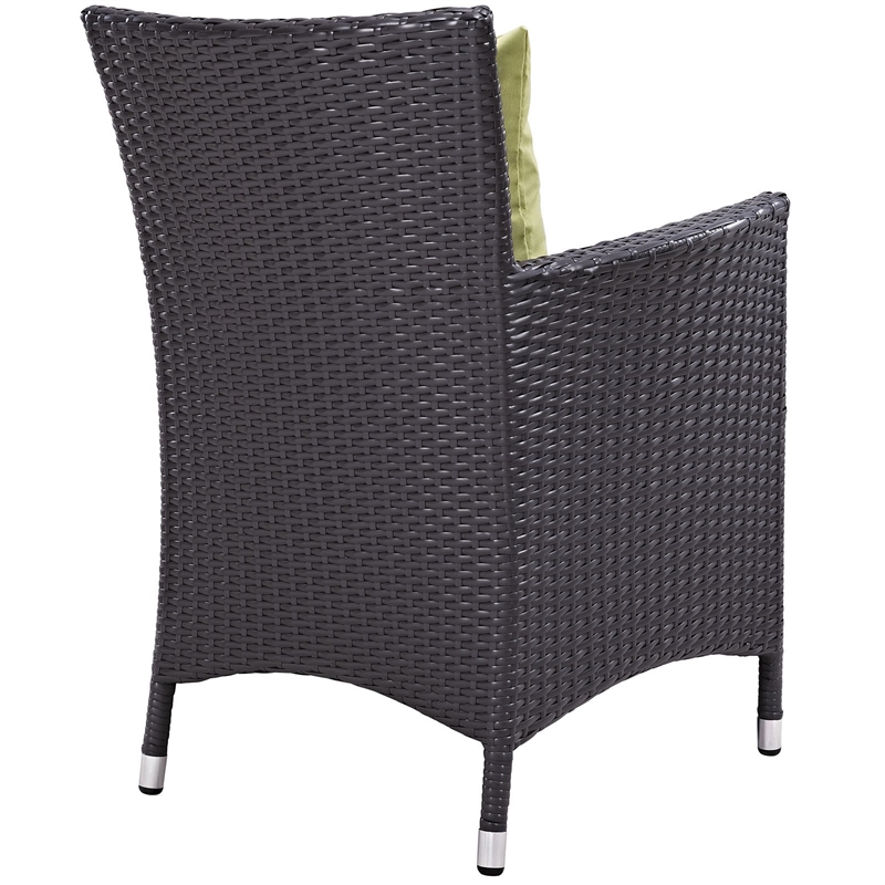 Modway Convene Aluminum and Rattan Patio Dining Armchair in Espresso/Peridot