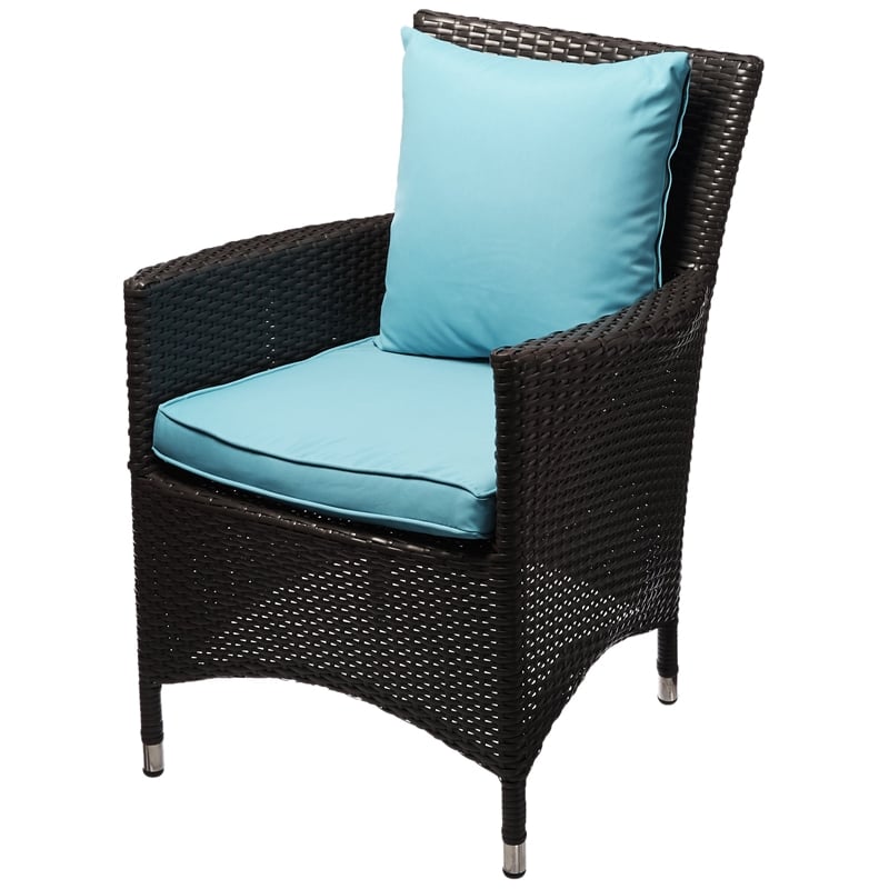 Modway Convene Aluminum and Rattan Patio Dining Armchair in Espresso/Turquoise
