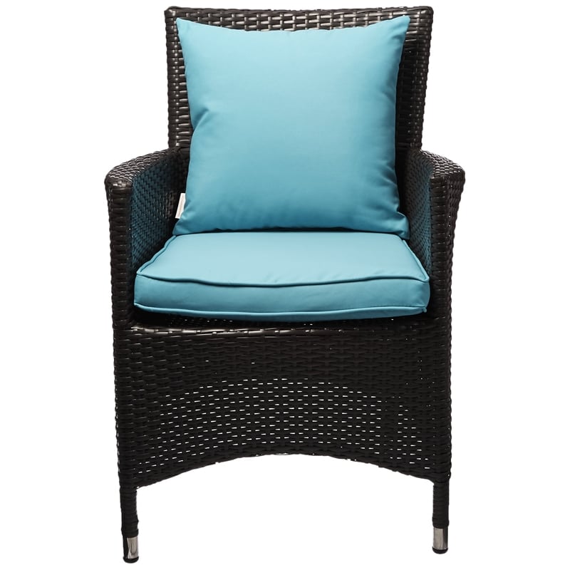 Modway Convene Aluminum and Rattan Patio Dining Armchair in Espresso/Turquoise