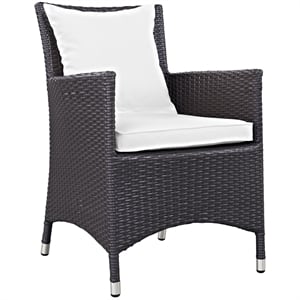 Modway Convene Aluminum and Rattan Patio Dining Armchair in Espresso/White