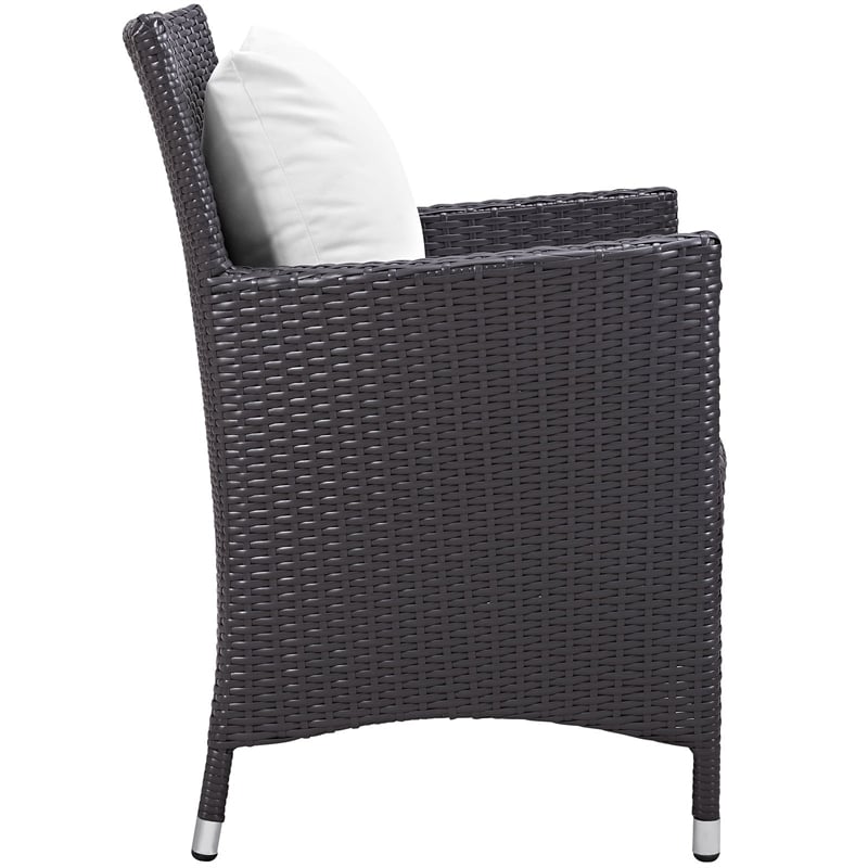 Modway Convene Aluminum and Rattan Patio Dining Armchair in Espresso/White