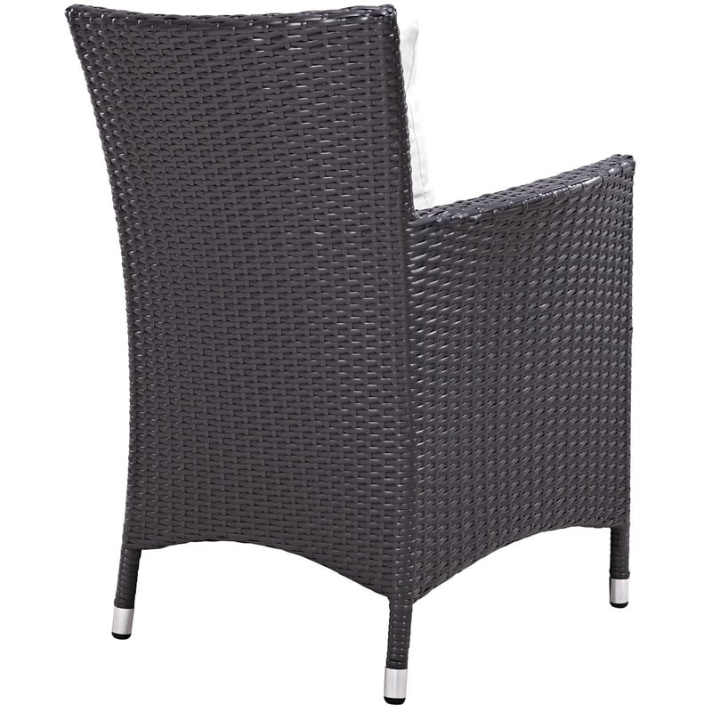 Modway Convene Aluminum and Rattan Patio Dining Armchair in Espresso/White