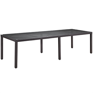 Modway Convene 114&quot Aluminum and Rattan Patio Dining Table in Espresso