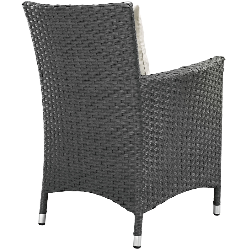 Modway Sojourn Aluminum and Rattan Patio Dining Armchair in Canvas/Beige