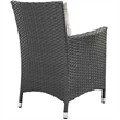 Modway Sojourn Aluminum and Rattan Patio Dining Armchair in Canvas/Beige