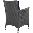 Modway Sojourn Aluminum and Rattan Patio Dining Armchair in Canvas/Navy