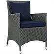 Modway Sojourn Aluminum and Rattan Patio Dining Armchair in Canvas/Navy