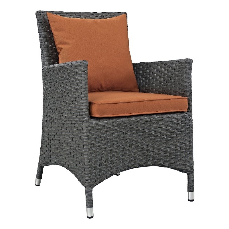 Modway Sojourn Aluminum and Rattan Patio Dining Armchair in Canvas/Tuscan