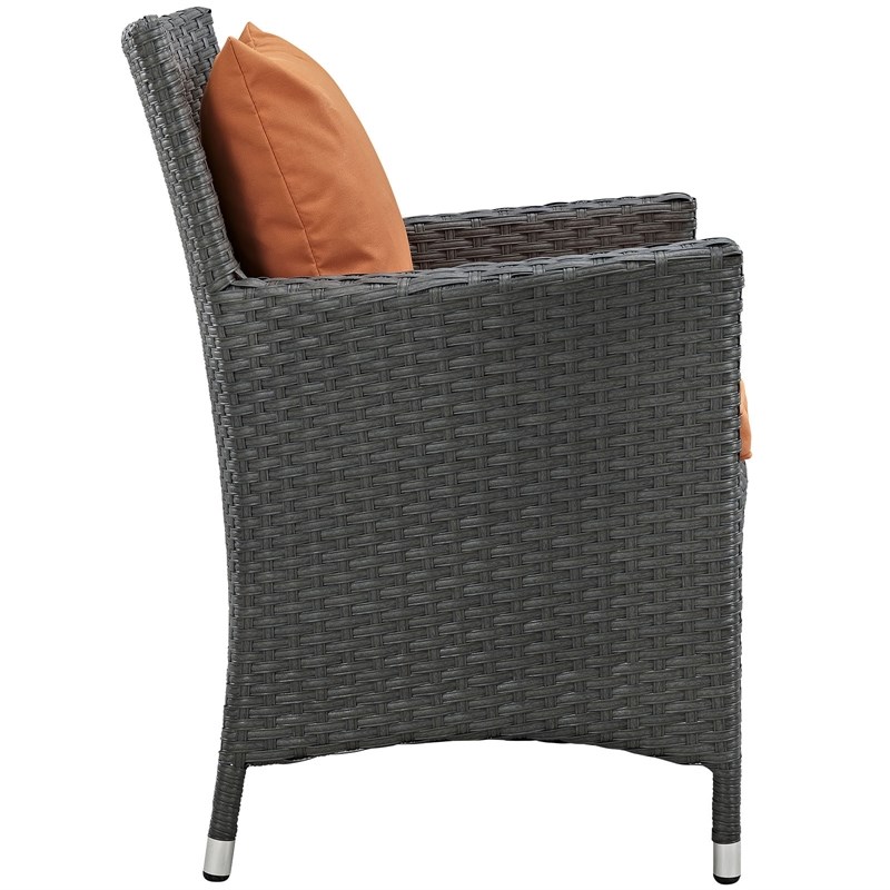 Modway Sojourn Aluminum and Rattan Patio Dining Armchair in Canvas/Tuscan