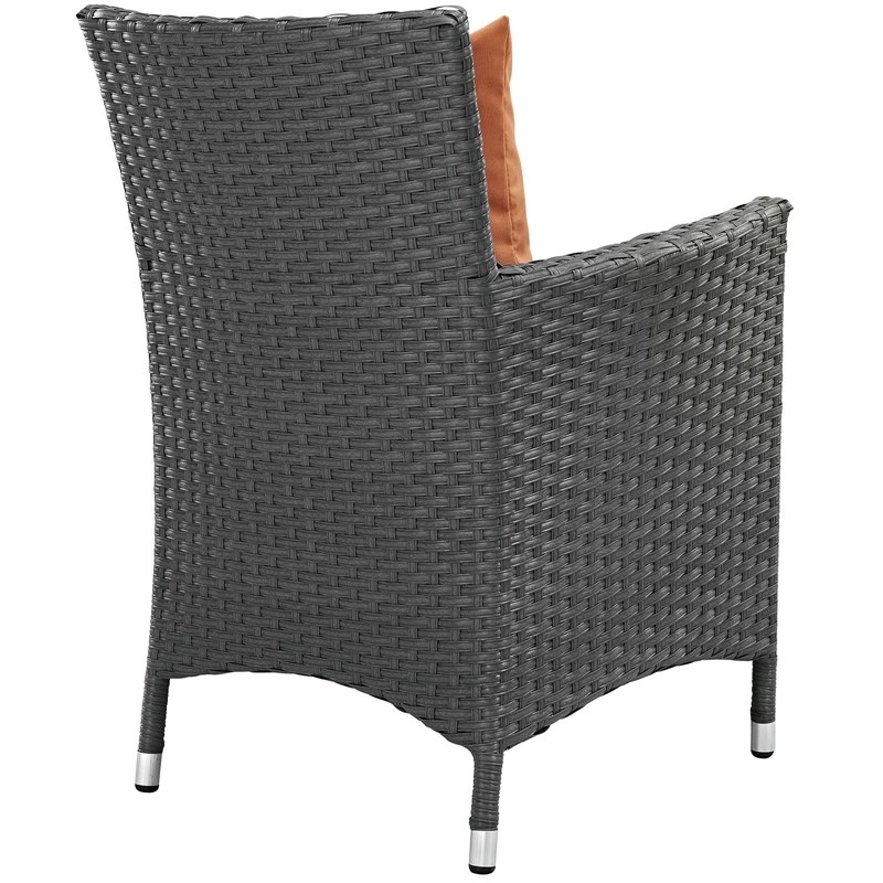 Modway Sojourn Aluminum and Rattan Patio Dining Armchair in Canvas/Tuscan