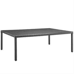 modway sojourn glass top patio dining table in chocolate