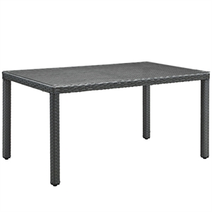 Modway Sojourn 59&quot Aluminum and Rattan Patio Dining Table in Chocolate