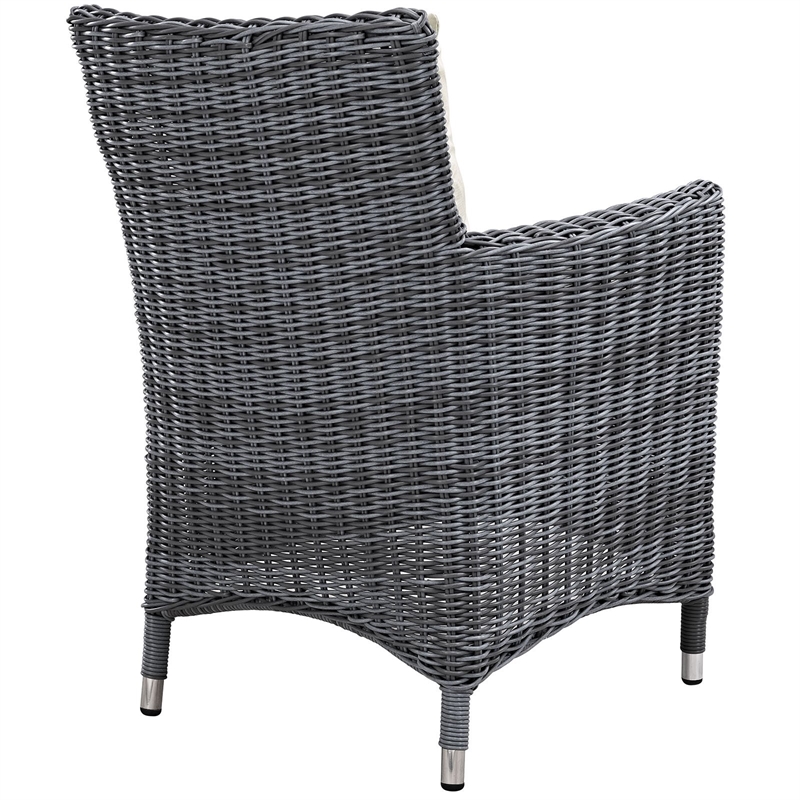 Modway Summon Dining Aluminum and Rattan Patio Armchair in Canvas/Beige