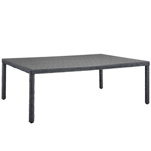 Modway Summon 90&quot Aluminum and Rattan Patio Dining Table in Gray