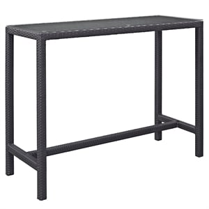 Modway Convene Large Aluminum and Rattan Patio Bar Table in Espresso