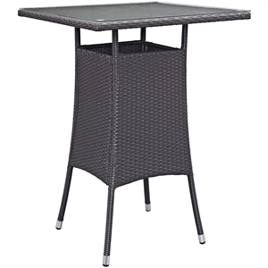 Modway Convene Small Aluminum and Rattan Patio Bar Table in Espresso