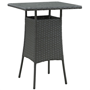 Modway Sojourn Small Aluminum and Rattan Patio Bar Table in Chocolate
