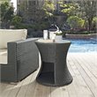 Modway Sojourn Round Aluminum and Rattan Patio Side Table in Chocolate