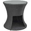 Modway Sojourn Round Aluminum and Rattan Patio Side Table in Chocolate