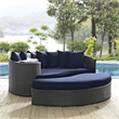 Modway Sojourn Aluminum and Rattan Patio Daybed in Canvas/Navy