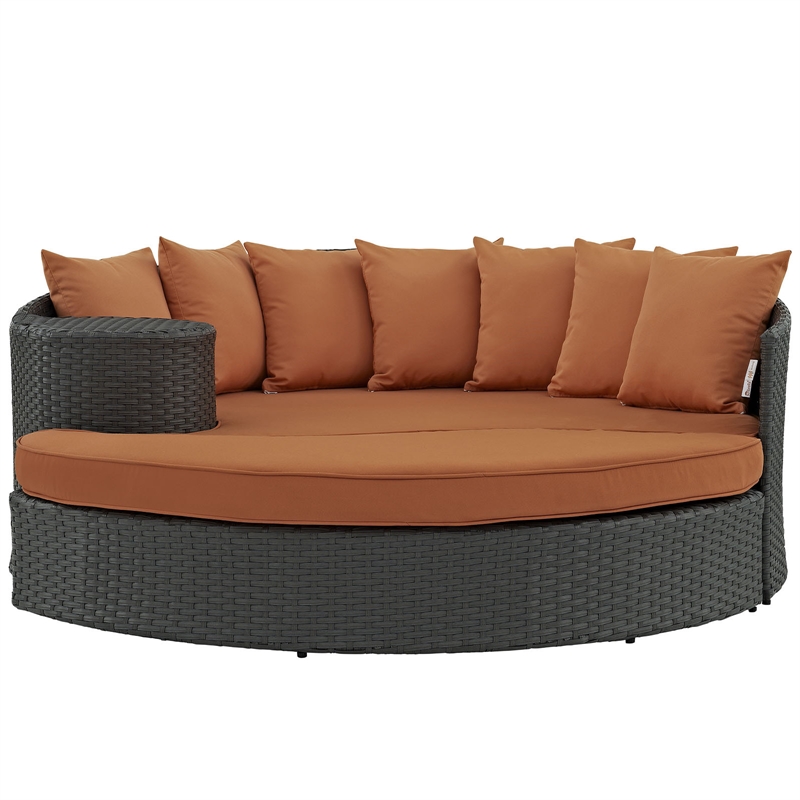 Modway Sojourn Aluminum and Rattan Patio Daybed in Canvas/Tuscan