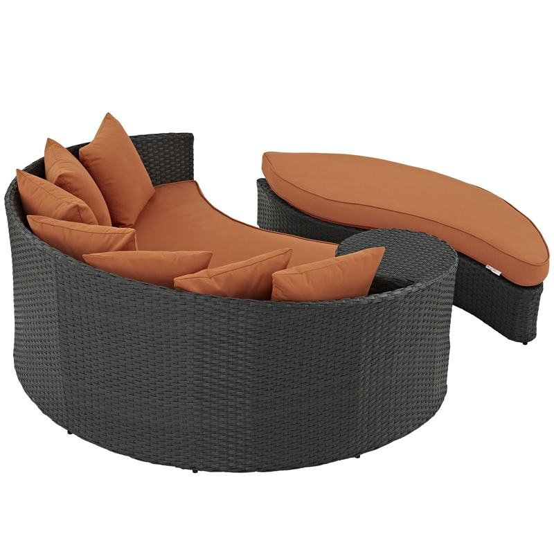 Modway Sojourn Aluminum and Rattan Patio Daybed in Canvas/Tuscan