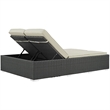 Modway Sojourn Aluminum and Rattan Patio Double Chaise in Chocolate/Beige
