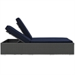 Modway Sojourn Aluminum and Rattan Patio Double Chaise in Chocolate/Navy