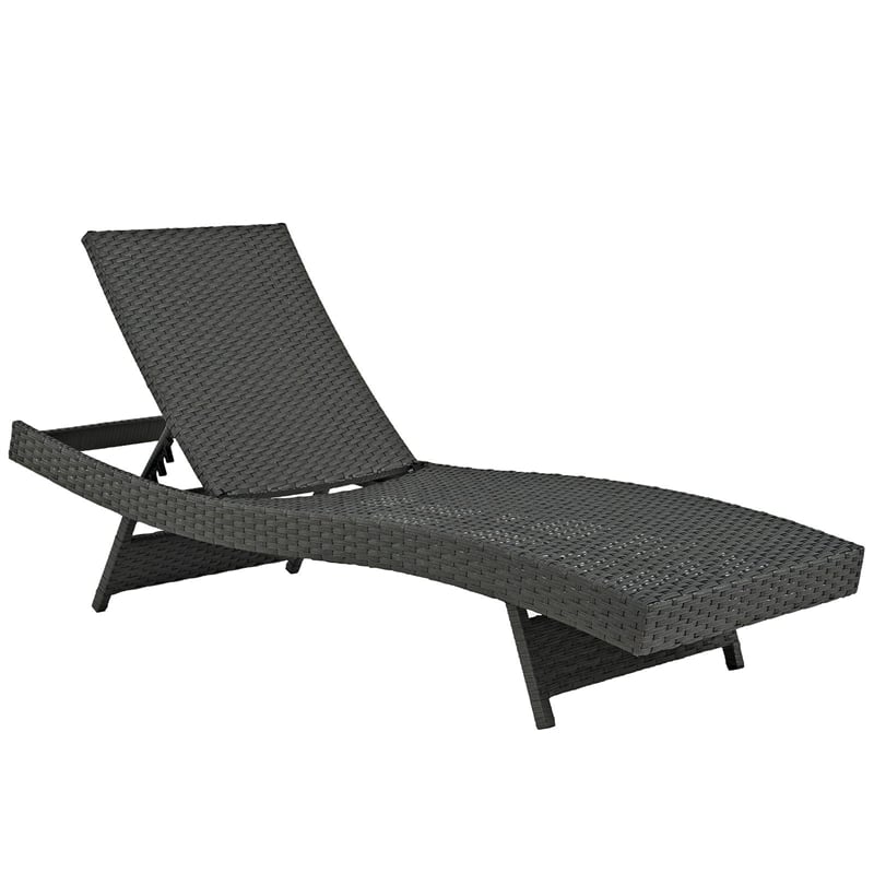 Modway Sojourn Aluminum Rattan Fabric Patio Chaise in Antique Canvas/Beige