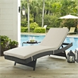 Modway Sojourn Aluminum Rattan Fabric Patio Chaise in Antique Canvas/Beige