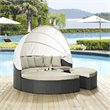 Modway Sojourn Aluminum Rattan Fabric Patio Daybed in Antique Canvas/Beige