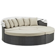 Modway Sojourn Aluminum Rattan Fabric Patio Daybed in Antique Canvas/Beige