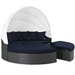 Modway Sojourn Aluminum Rattan Fabric Patio Daybed in Canvas/Navy