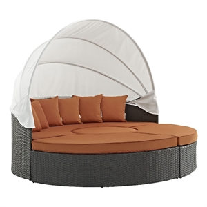 modway sojourn aluminum rattan fabric patio daybed in canvas/tuscan orange