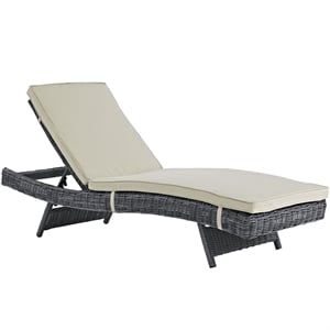 Modway Summon Adjustable Patio Chaise Lounge in Antique Canvas Beige