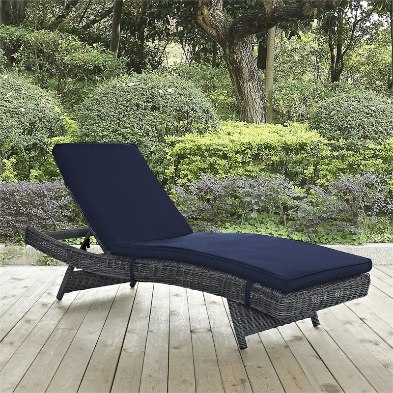 Modway Summon Adjustable Patio Chaise Lounge in Canvas Tuscan
