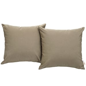 Modway Convene 2-Piece Modern Fabric Outdoor Patio Pillow Set in Mocha Brown