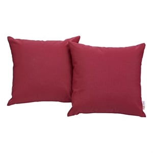 Modway Convene 2-Piece Modern Fabric Outdoor Patio Pillow Set in Red