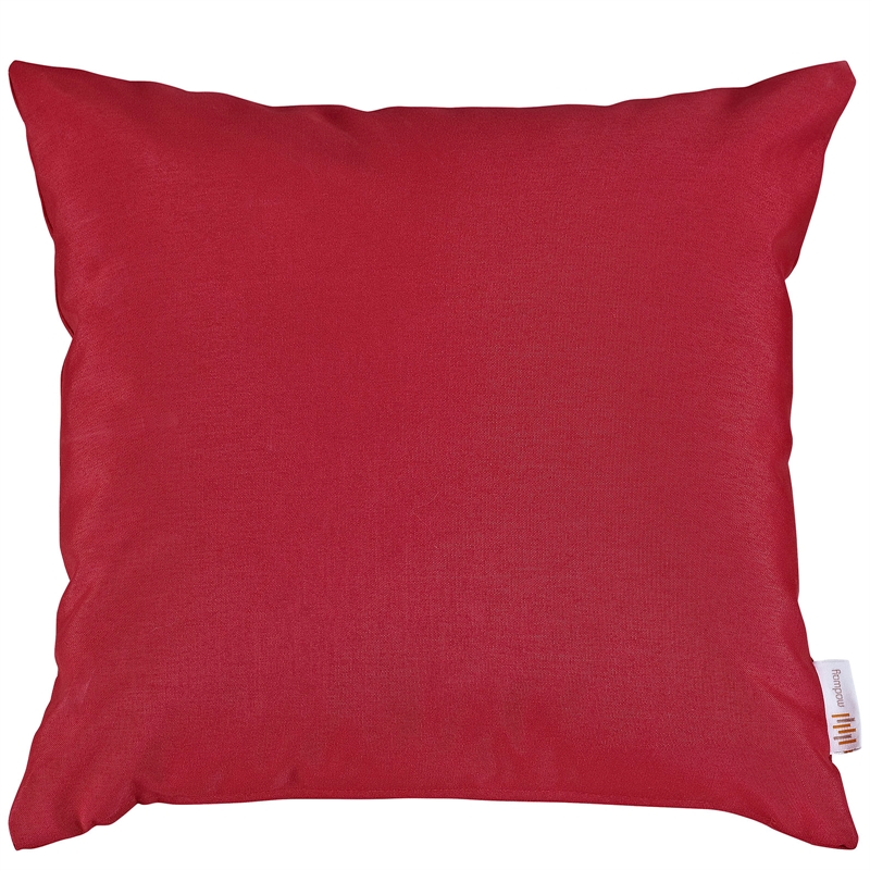 Modway Convene 2-Piece Modern Fabric Outdoor Patio Pillow Set in Red