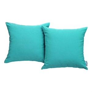 Modway Convene 2-Piece Modern Fabric Outdoor Patio Pillow Set in Turquoise
